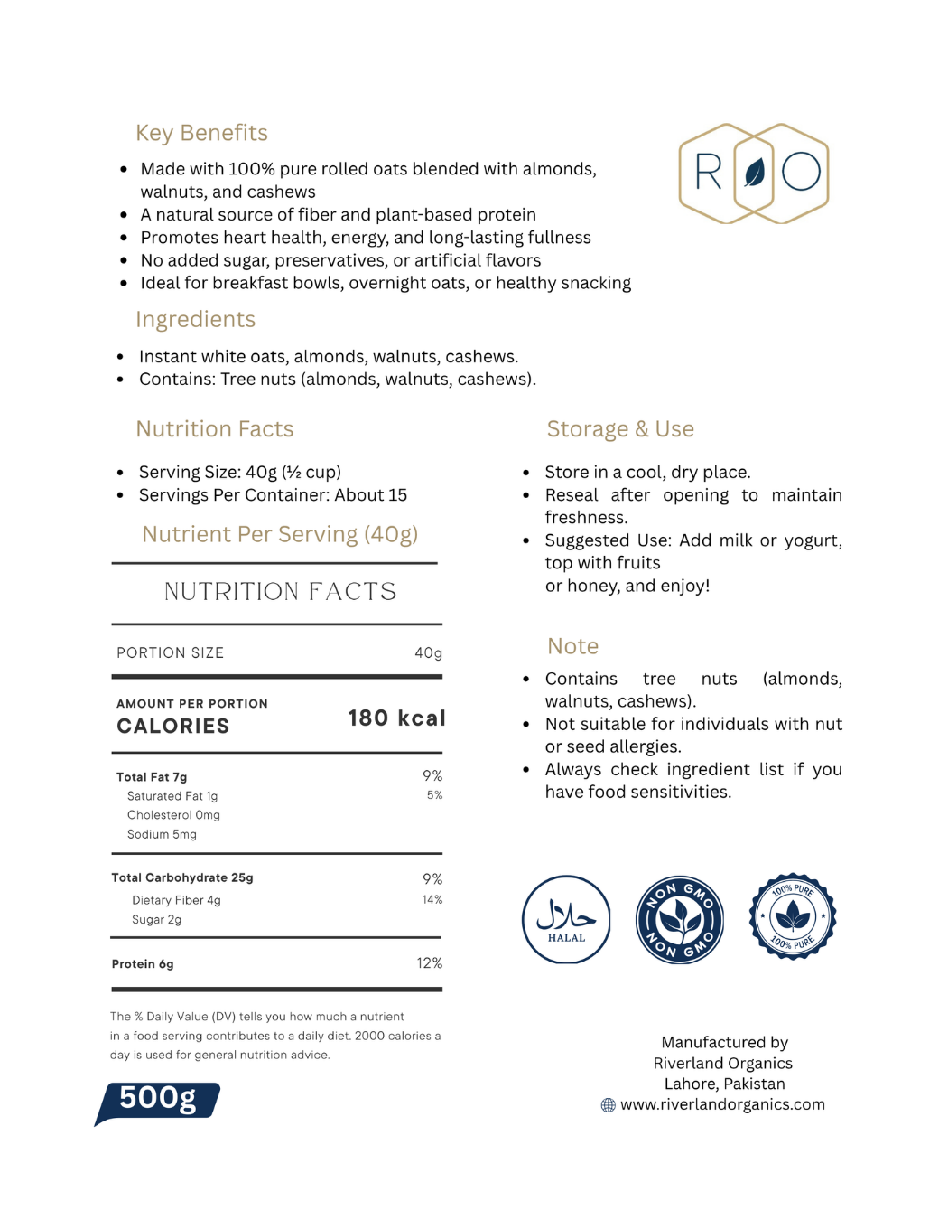 Oats With Nuts - Pure Ingredients Pure Energy